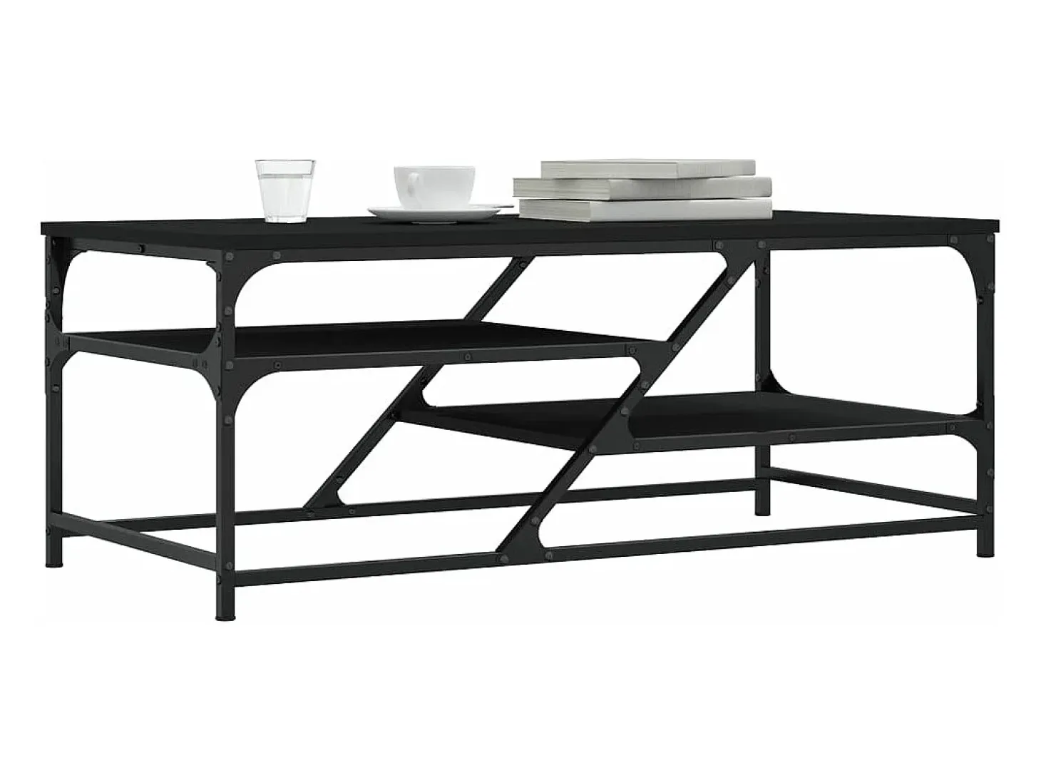 Mesa de centro de madera contrachapada negro 100x49x40 cm