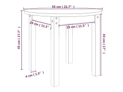 Mesa de centro de madera maciza de pino marrón miel Ø 55x45 cm