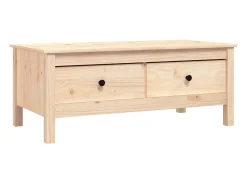 Mesa de centro de madera maciza de pino gris 100x50x40 cm