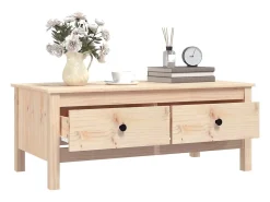 Mesa de centro de madera maciza de pino gris 100x50x40 cm
