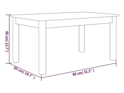Mesa de centro de madera maciza de pino 80x50x40 cm