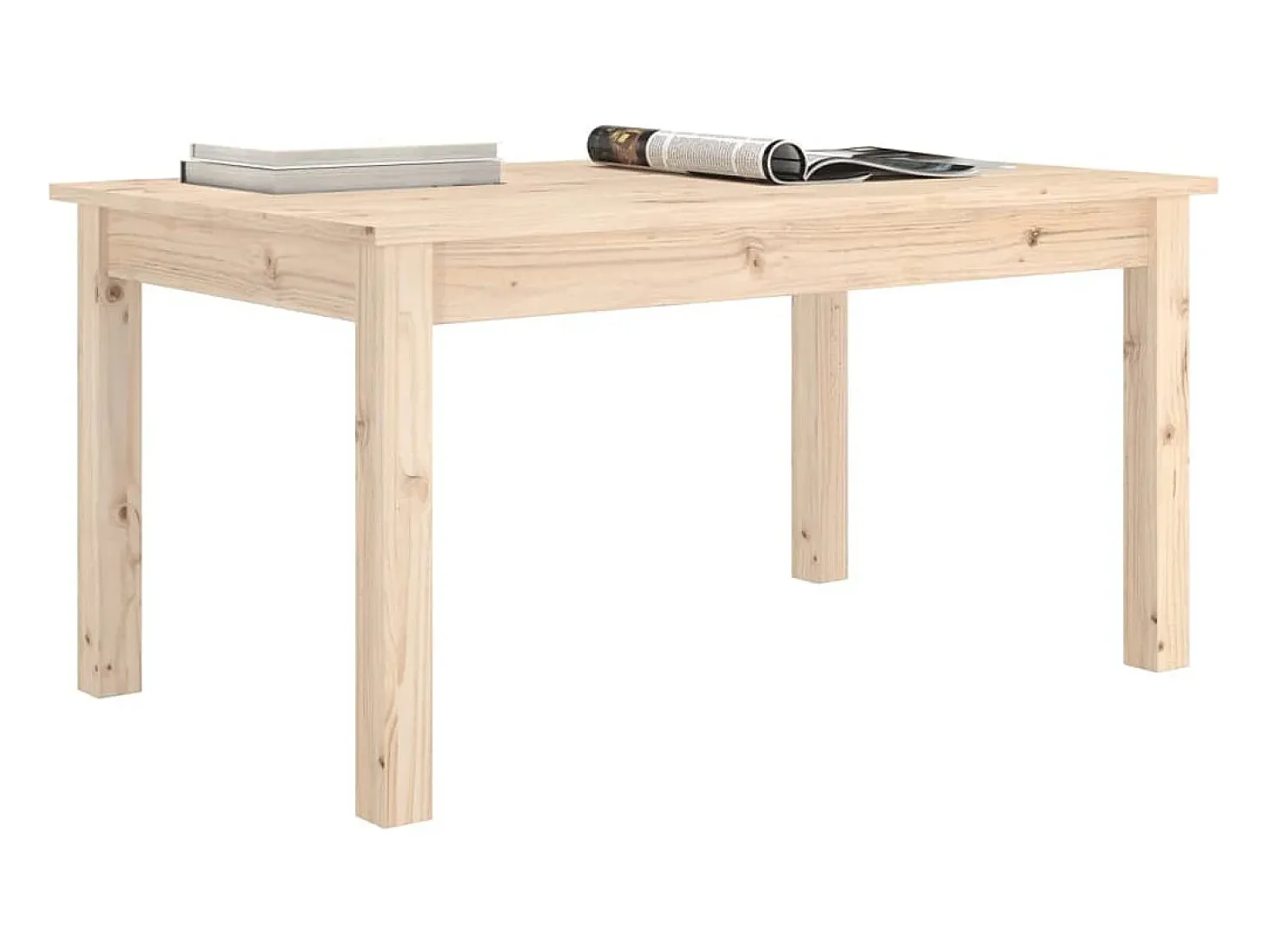 Mesa de centro de madera maciza de pino 80x50x40 cm
