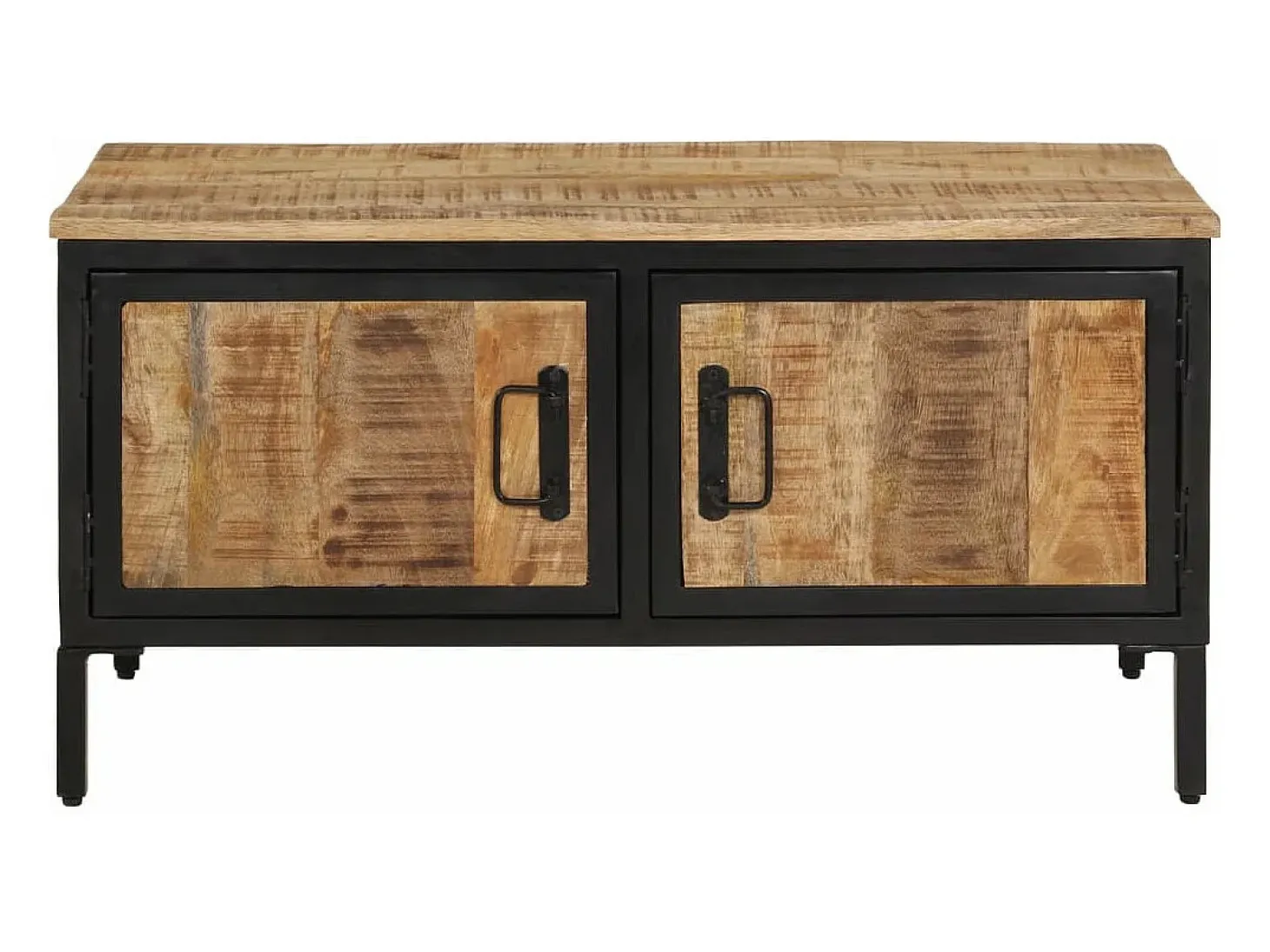 Mesa de centro de madera maciza de mango rugosa 80x50x40 cm