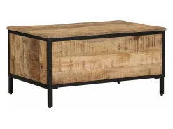 Mesa de centro de madera maciza de mango rugosa 80x50x40 cm