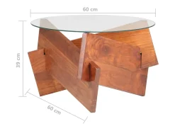 Mesa de centro de madera maciza de acacia 66 cm
