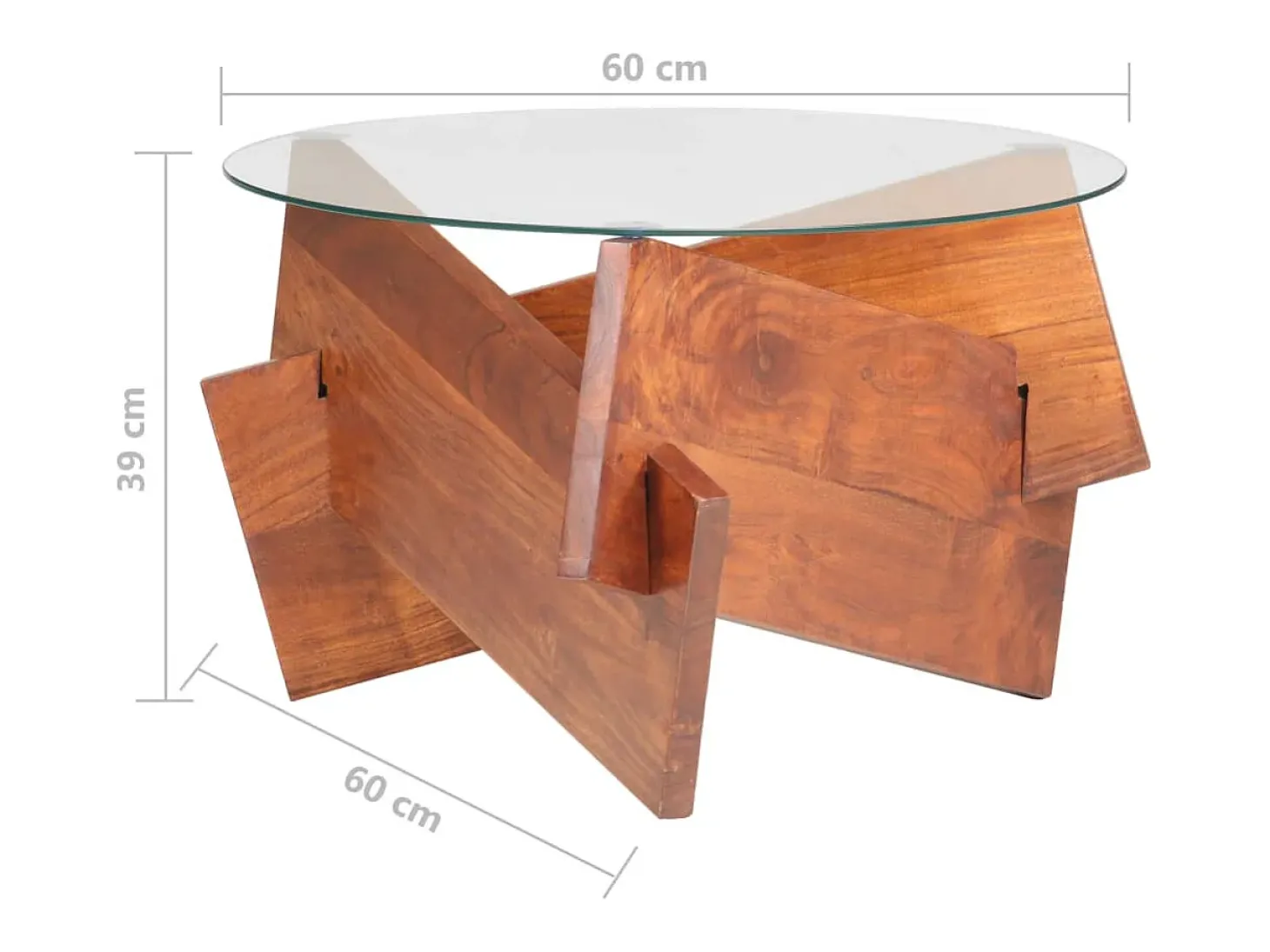 Mesa de centro de madera maciza de acacia 66 cm