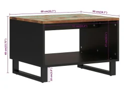 Mesa de centro de madera maciza reciclada 60x50x40 cm