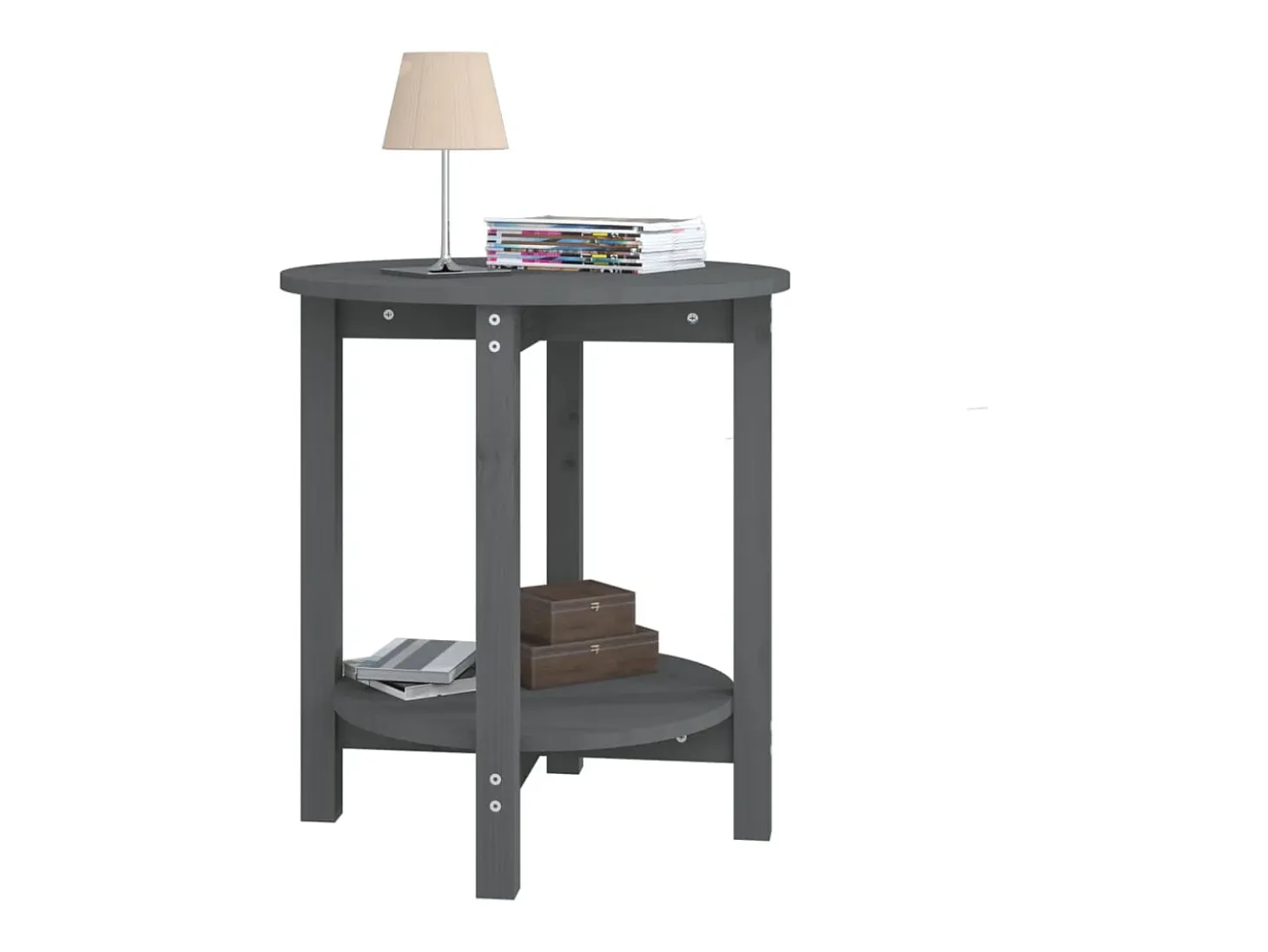 Mesa de centro de madera maciza de pino gris Ø55x60 cm