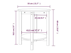 Mesa de centro de madera maciza de pino gris Ø55x60 cm