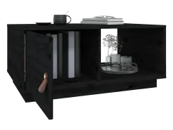 Mesa de centro de madera maciza de pino negro 80x50x35,5 cm