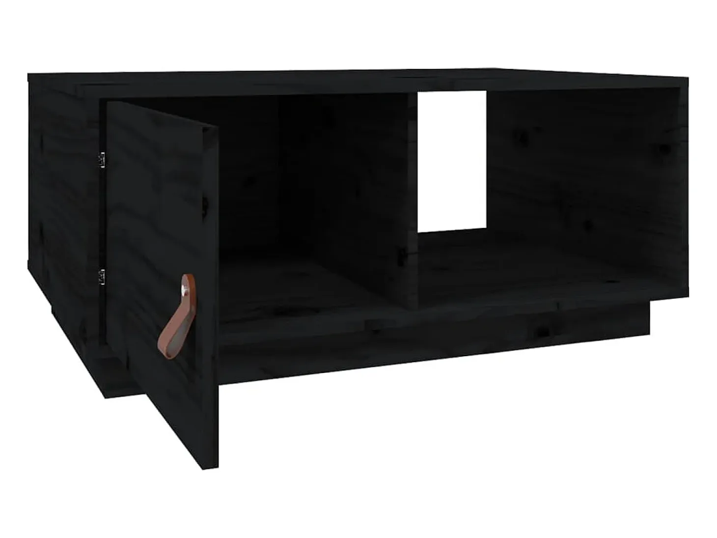Mesa de centro de madera maciza de pino negro 80x50x35,5 cm