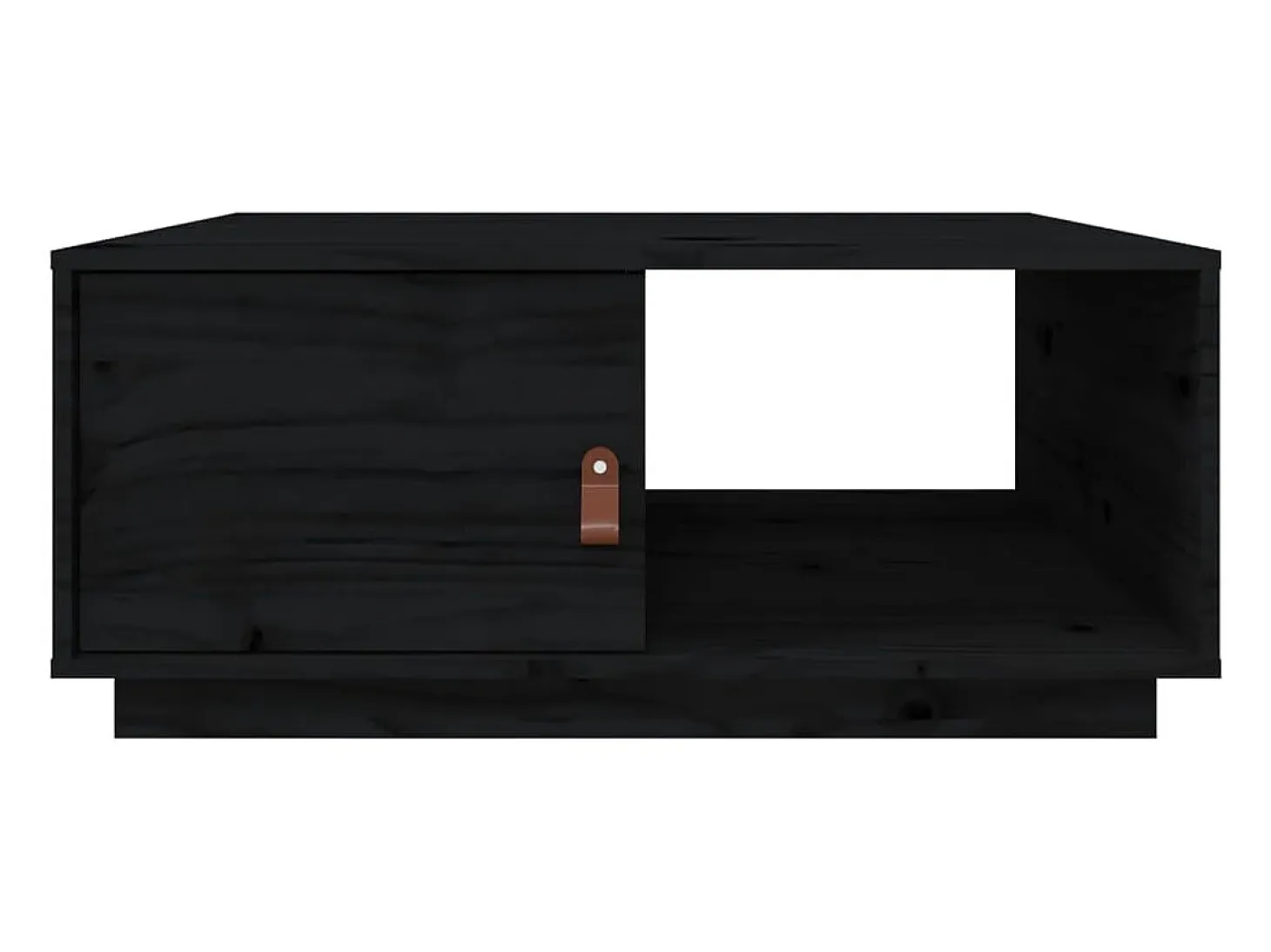 Mesa de centro de madera maciza de pino negro 80x50x35,5 cm