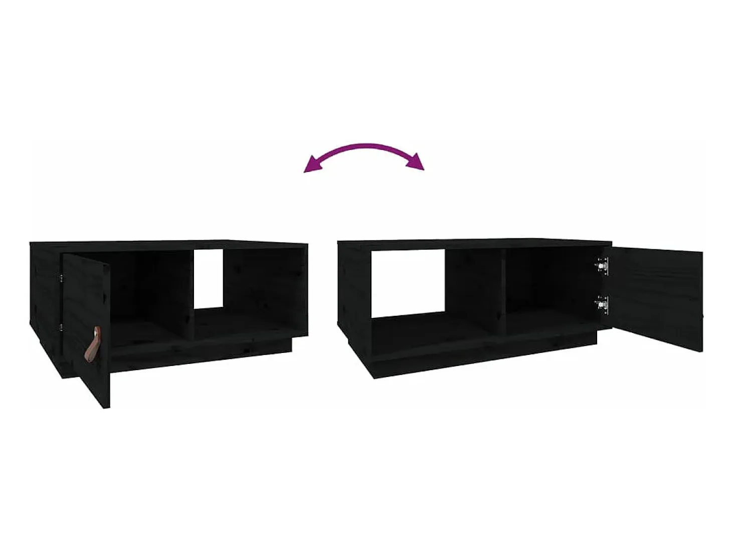 Mesa de centro de madera maciza de pino negro 80x50x35,5 cm