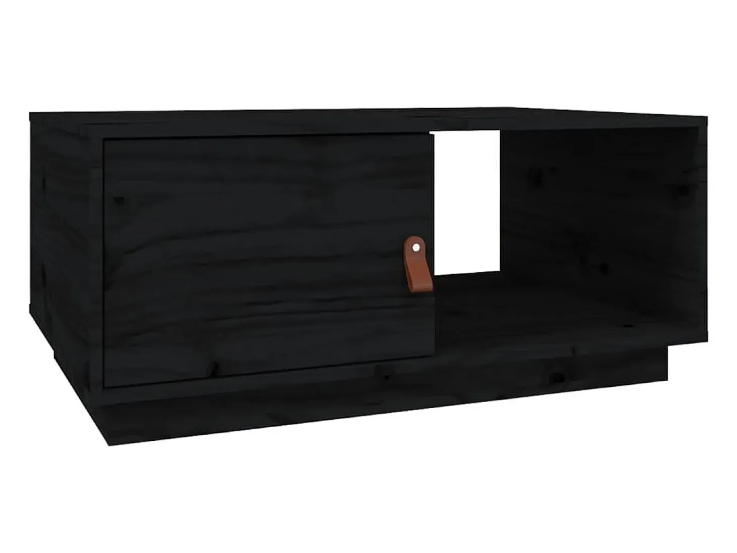 Mesa de centro de madera maciza de pino negro 80x50x35,5 cm
