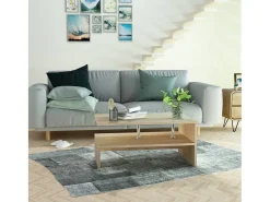 Mesa de centro de madera aglomerada 90x59x42cm color roble