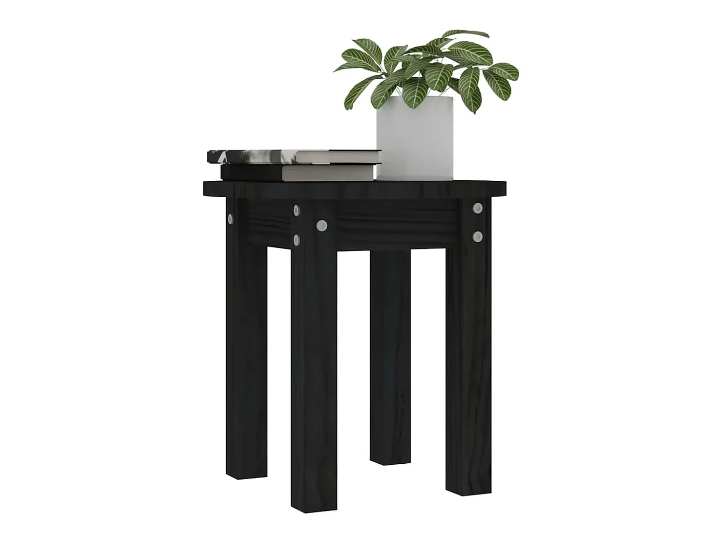 Mesa de centro de madera maciza de pino negro Ø35x35 cm