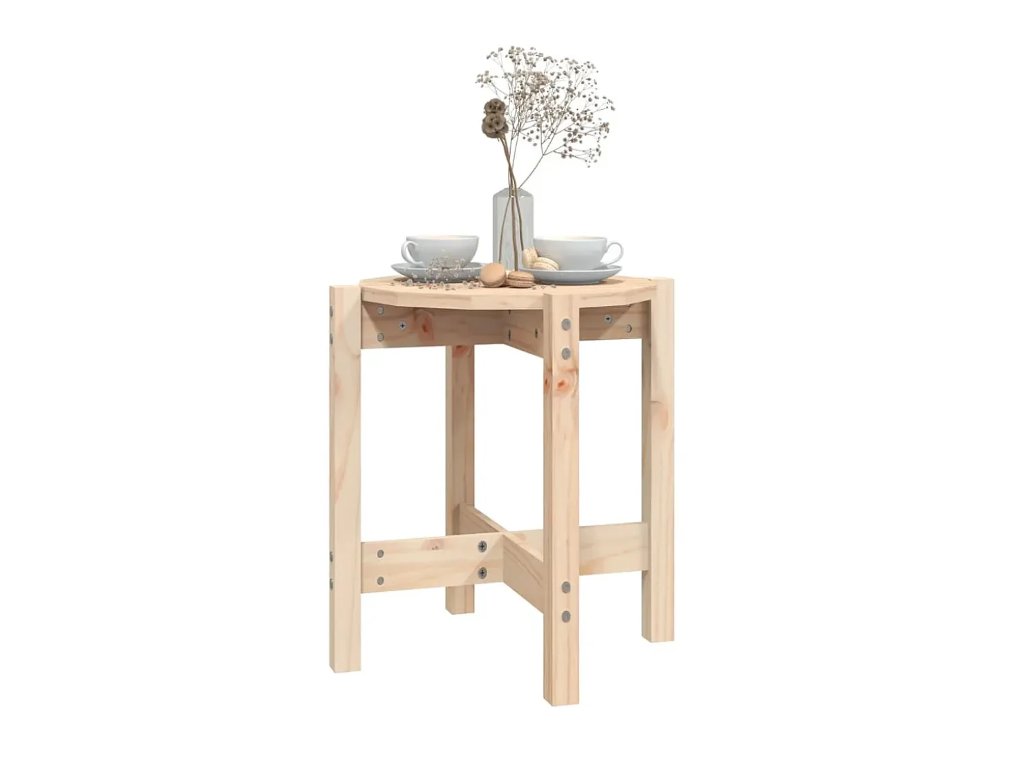 Mesa de centro de madera de pino maciza Ø 42,5x45 cm ES91017