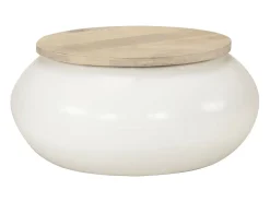 Mesa de centro de madera maciza de mango blanca 51x51x27 cm