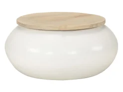 Mesa de centro de madera maciza de mango blanca 51x51x27 cm