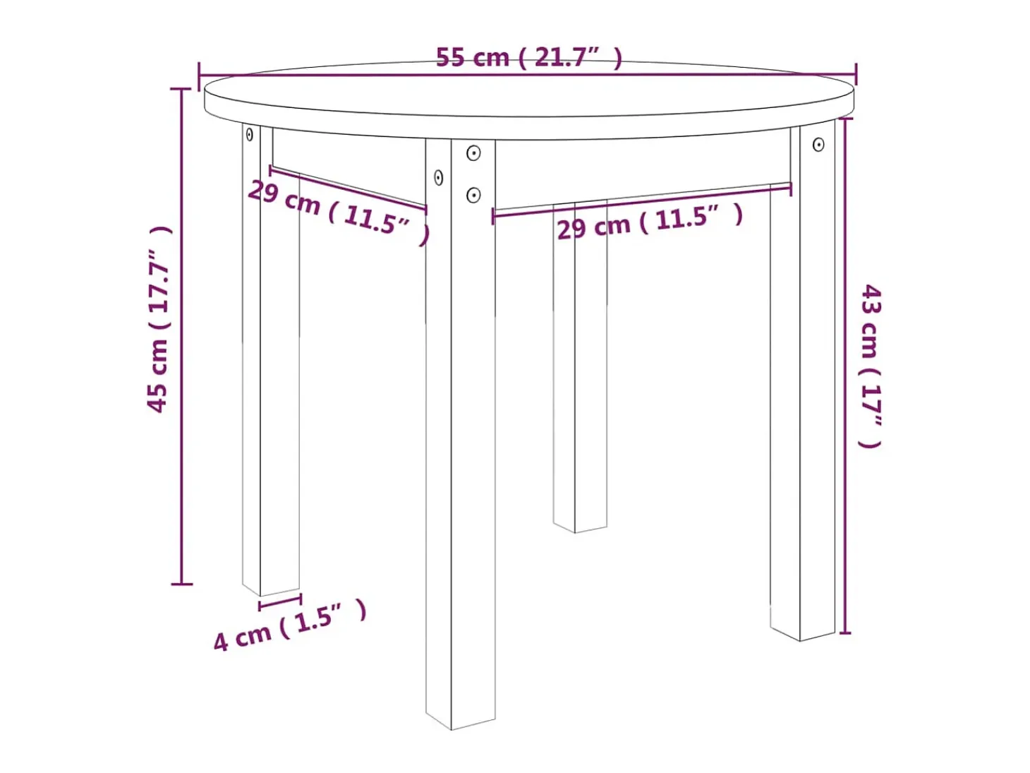 Mesa de centro de madera maciza de pino negro Ø 55x45 cm