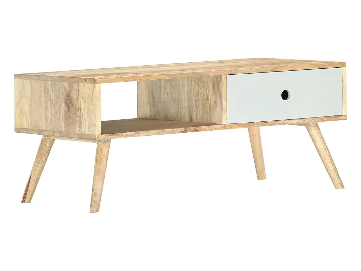Mesa de centro de madera maciza de mango 90x50x40 cm