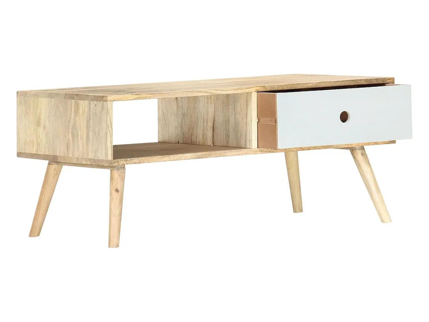 Mesa de centro de madera maciza de mango 90x50x40 cm