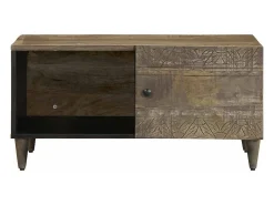 Mesa de centro de madera maciza de mango gris claro 80x50x40 cm