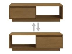 Mesa de centro de madera maciza pino marrón miel 110x50x33,5 cm
