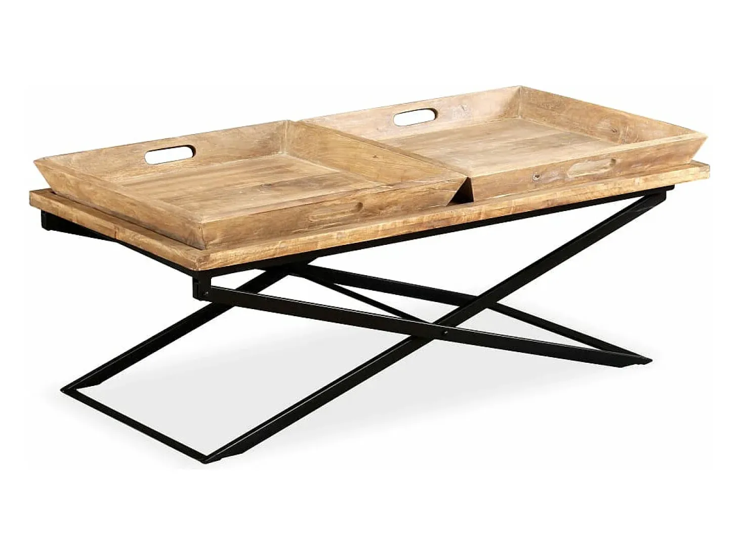 Mesa de centro de madera maciza de mango 110x55x42 cm