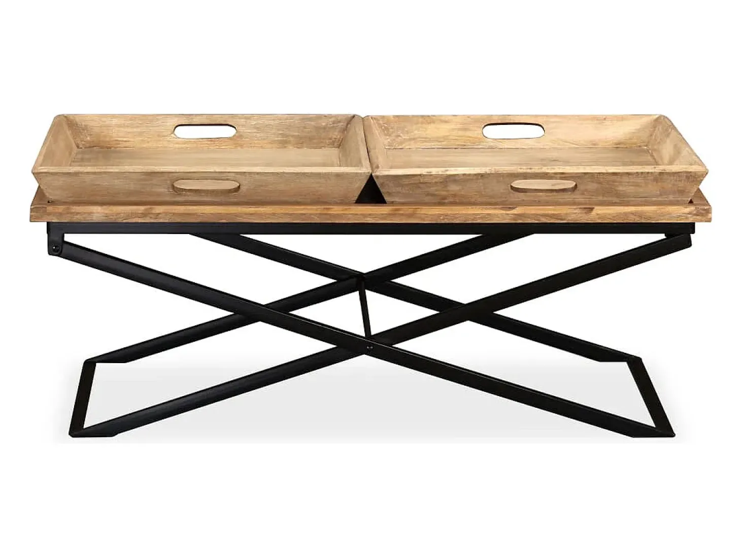 Mesa de centro de madera maciza de mango 110x55x42 cm