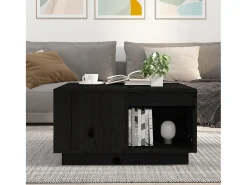 Mesa de centro de madera maciza de pino negro 60x61x32,5 cm