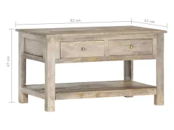 Mesa de centro de madera maciza de mango 82x52x47 cm