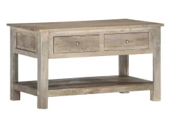 Mesa de centro de madera maciza de mango 82x52x47 cm