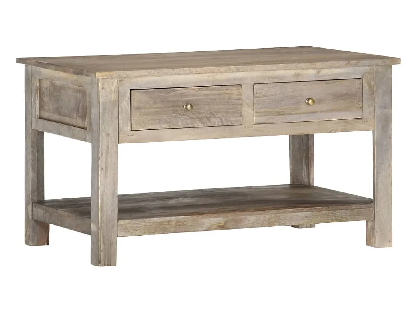 Mesa de centro de madera maciza de mango 82x52x47 cm
