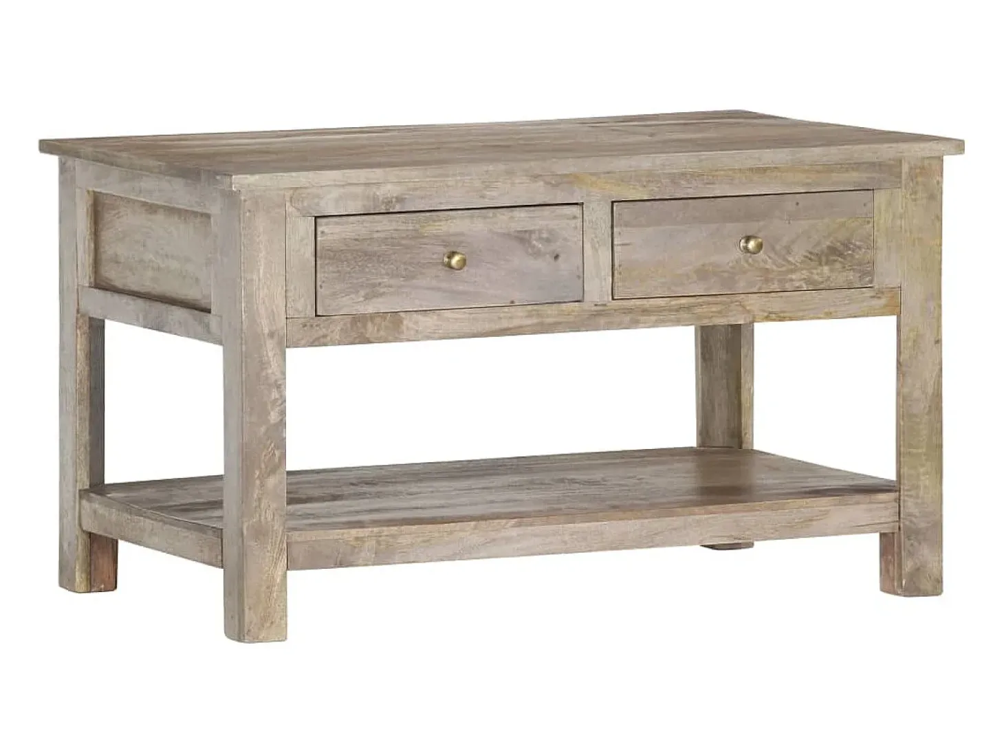 Mesa de centro de madera maciza de mango 82x52x47 cm