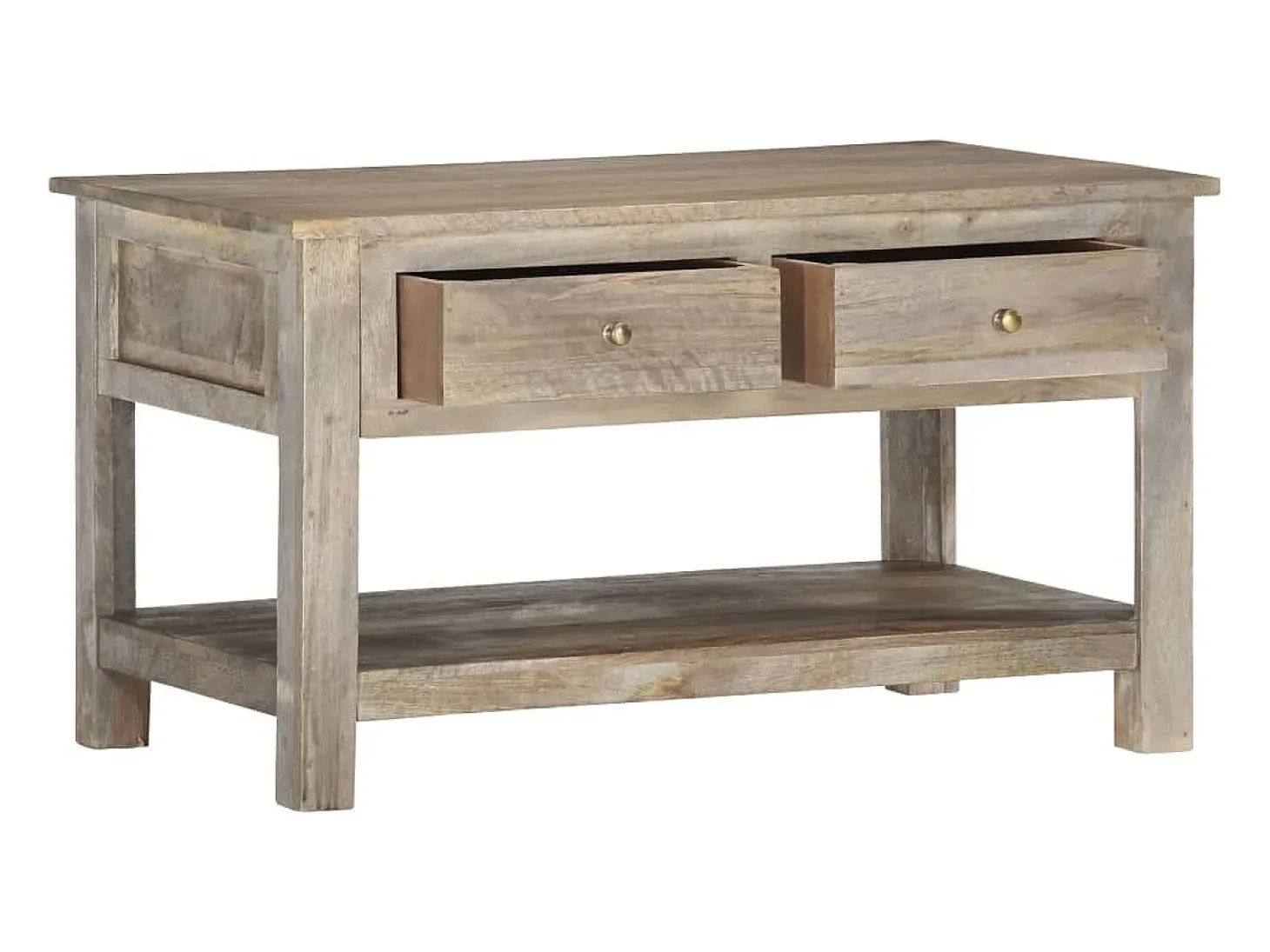 Mesa de centro de madera maciza de mango 82x52x47 cm