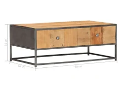 Mesa de centro de madera maciza reciclada 90x50x35 cm