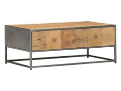 Mesa de centro de madera maciza reciclada 90x50x35 cm