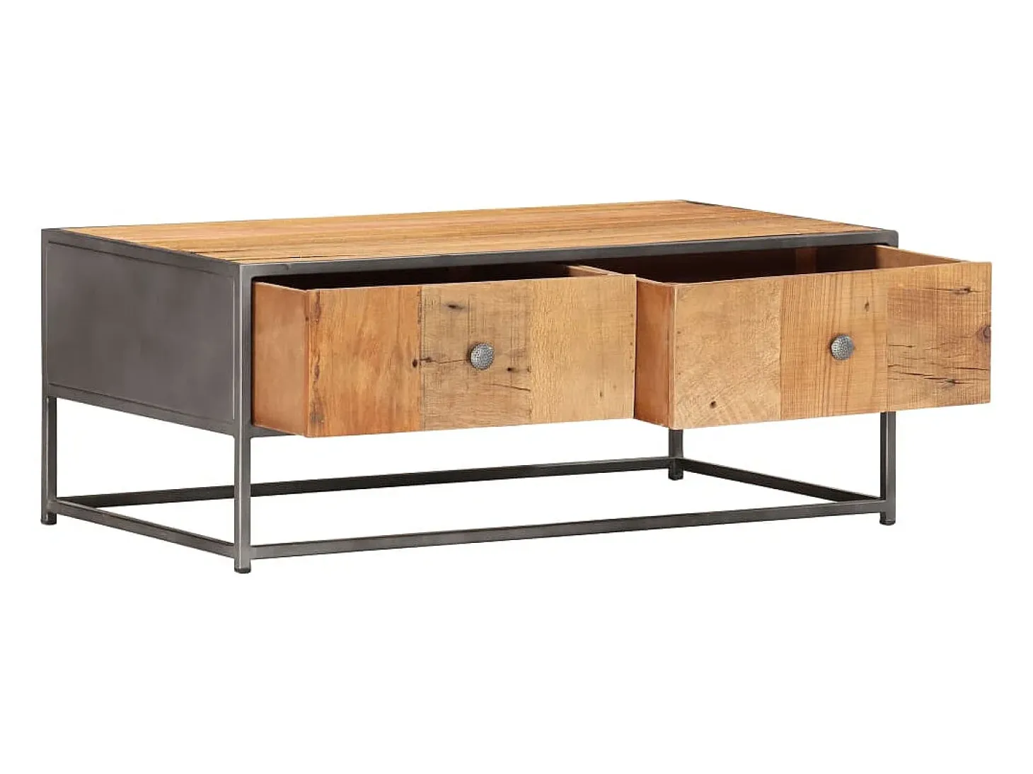 Mesa de centro de madera maciza reciclada 90x50x35 cm