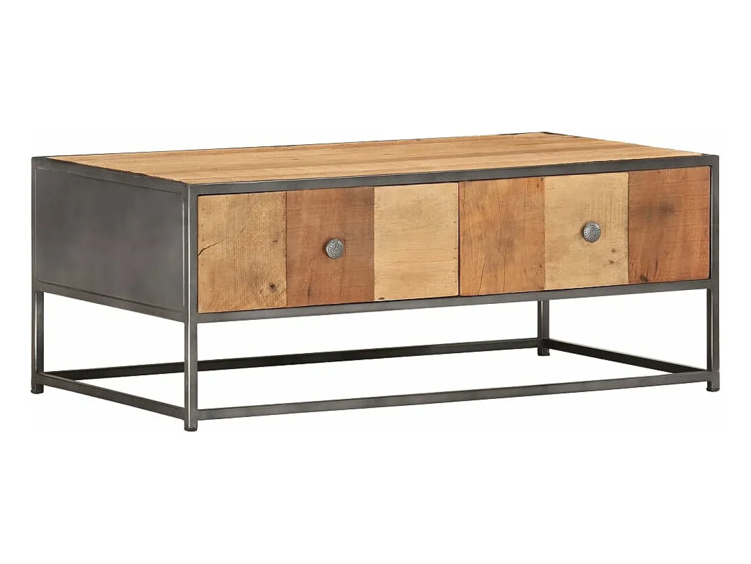 Mesa de centro de madera maciza reciclada 90x50x35 cm