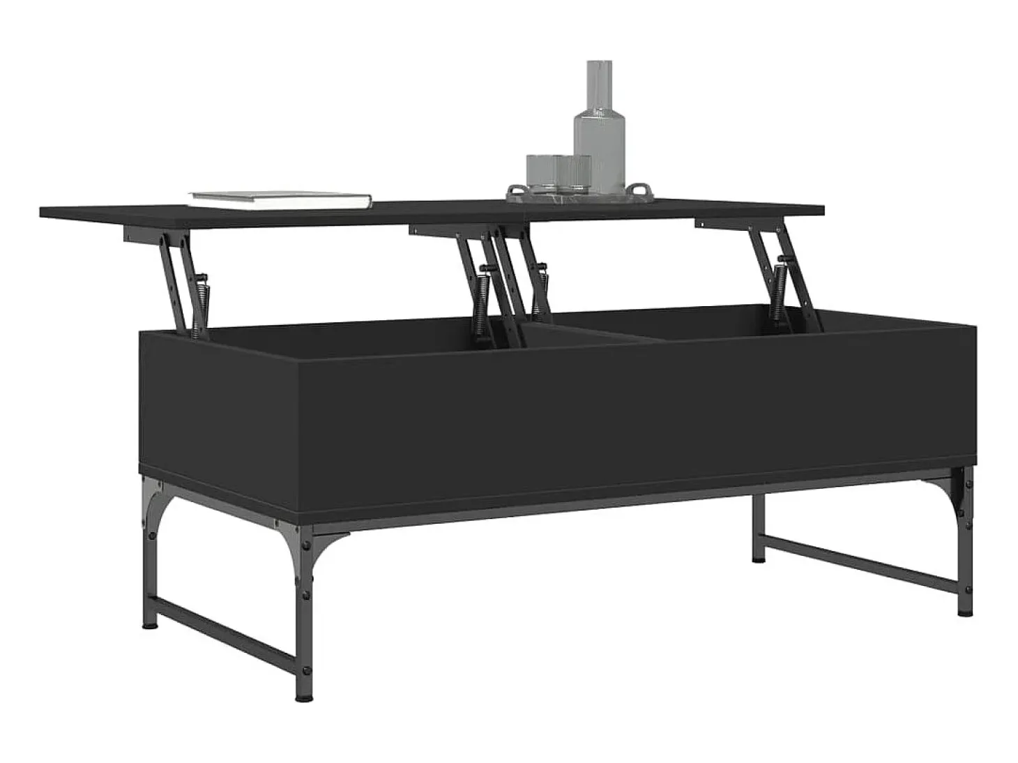 Mesa de centro de madera ingeniería y metal negro 100x50x40 cm