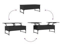 Mesa de centro de madera ingeniería y metal negro 100x50x40 cm