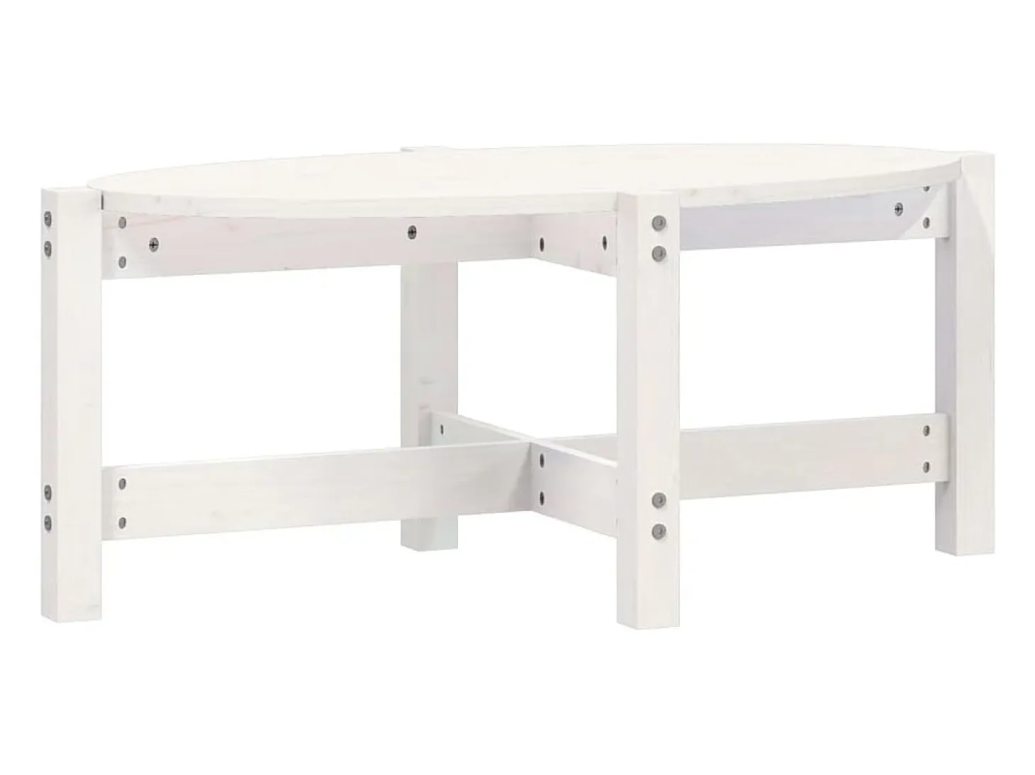 Mesa de centro de madera maciza de pino blanco 87x48x35 cm
