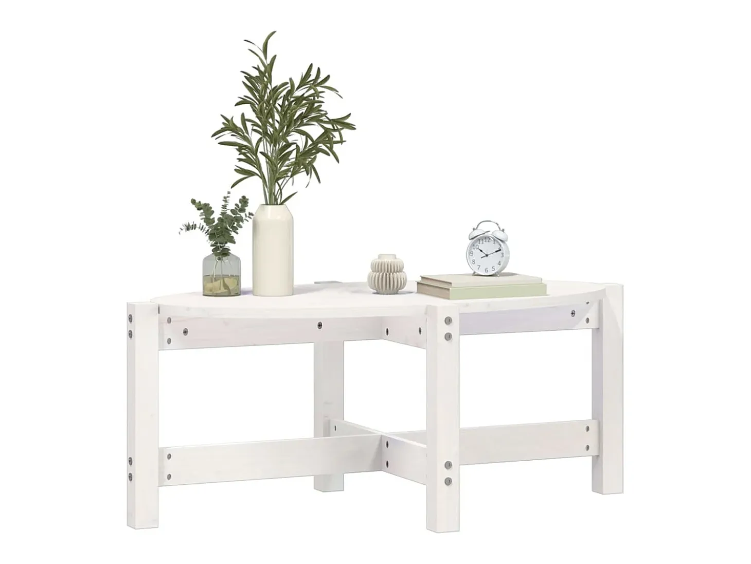 Mesa de centro de madera maciza de pino blanco 87x48x35 cm