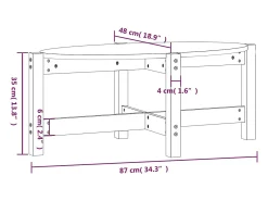 Mesa de centro de madera maciza de pino gris 87x48x35 cm