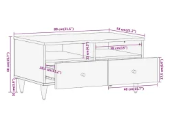 Mesa de centro de madera maciza mango 80x54x40 cm