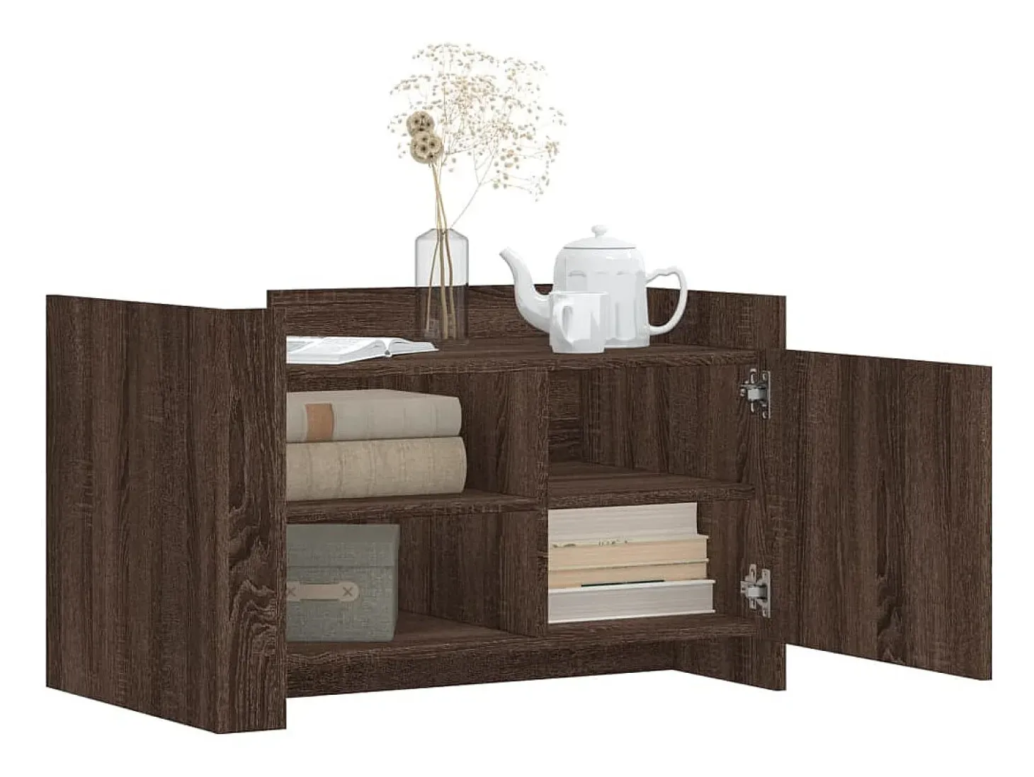 Mesa de centro de madera de ingeniería marrón roble 80x50x50 cm