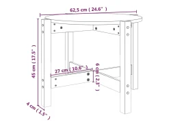 Mesa de centro de madera maciza de pino blanco 62,5x45 cm