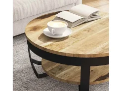 Mesa de centro de madera de mango rugosa 65x32 cm
