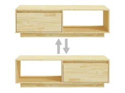 Mesa de centro de madera maciza de pino 110x50x33,5 cm